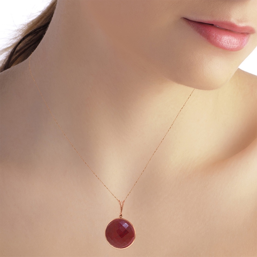 NECKLACE WITH CHECKERBOARD CUT DYED ROUND RUBY - Picture 2 of 6